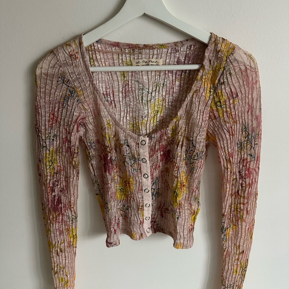 We The Free Sheer Floral Button Down Top - Picture 2 of 3